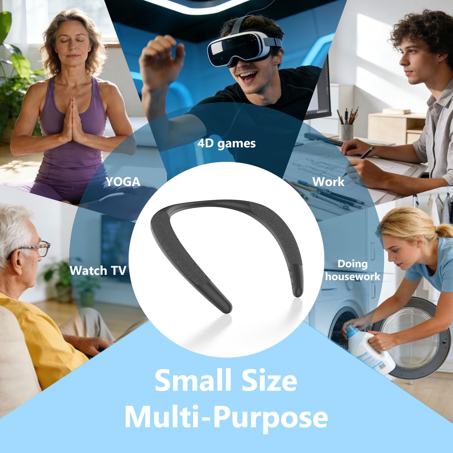 Thumbnail 6 de MONODEAL Bluetooth Nackenlautsprecher – 3D Surround, 15 Stunden Akku, Bluetooth 5.4
