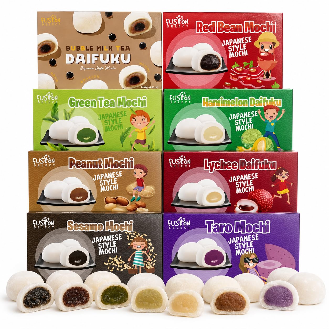 Detalle de Fusion Select Japanese Mochi 8-Flavor Variety Pack, Sweet-Filled Assortment