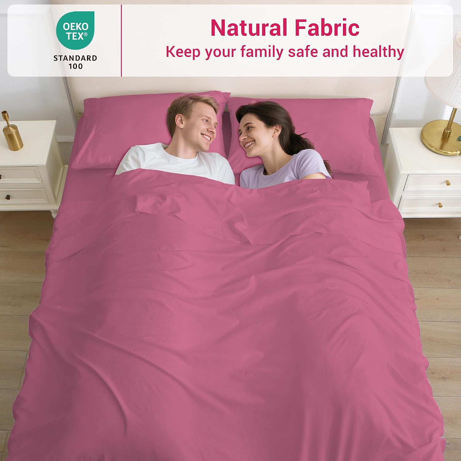 Thumbnail 4 de softan SHTROSEQ Queen Microfibre Sheet Set, Hot Pink, 15-inch Deep Pocket