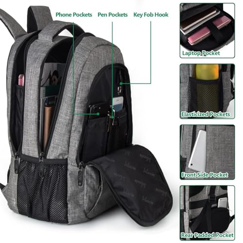Thumbnail 4 de MATEIN Mochila Portátil 15.6" Hombre Gris – gran capacidad y seguridad para viaje y trabajo