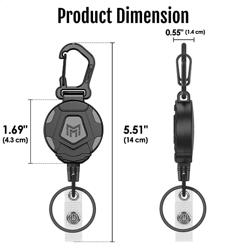 Detalle de MNGARISTA Retractable Keychain with Heavy Duty Carabiner – 4 Pack