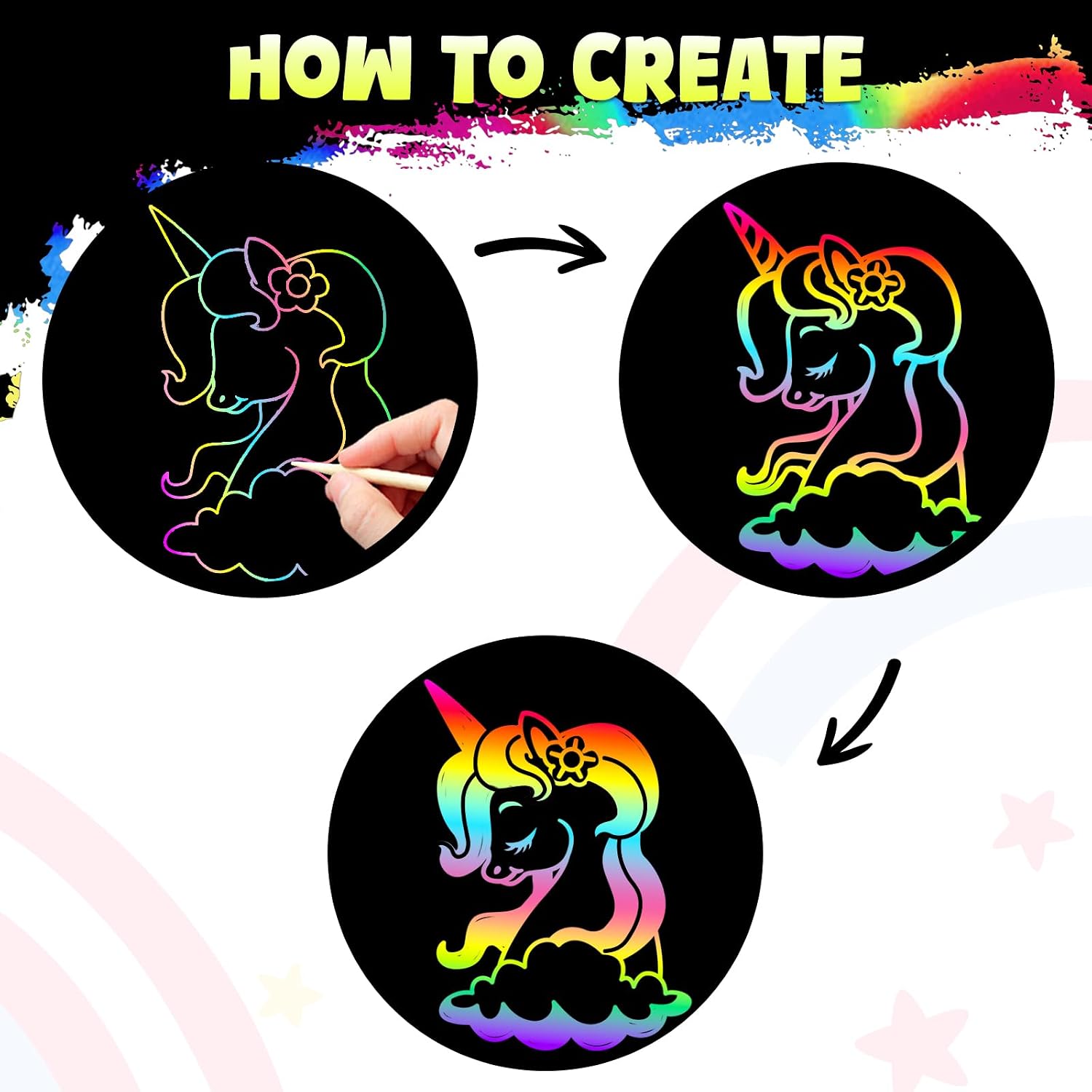 Detalle 2 de ZMLM Rainbow Scratch Mini Art Notes 160 cards 🎨