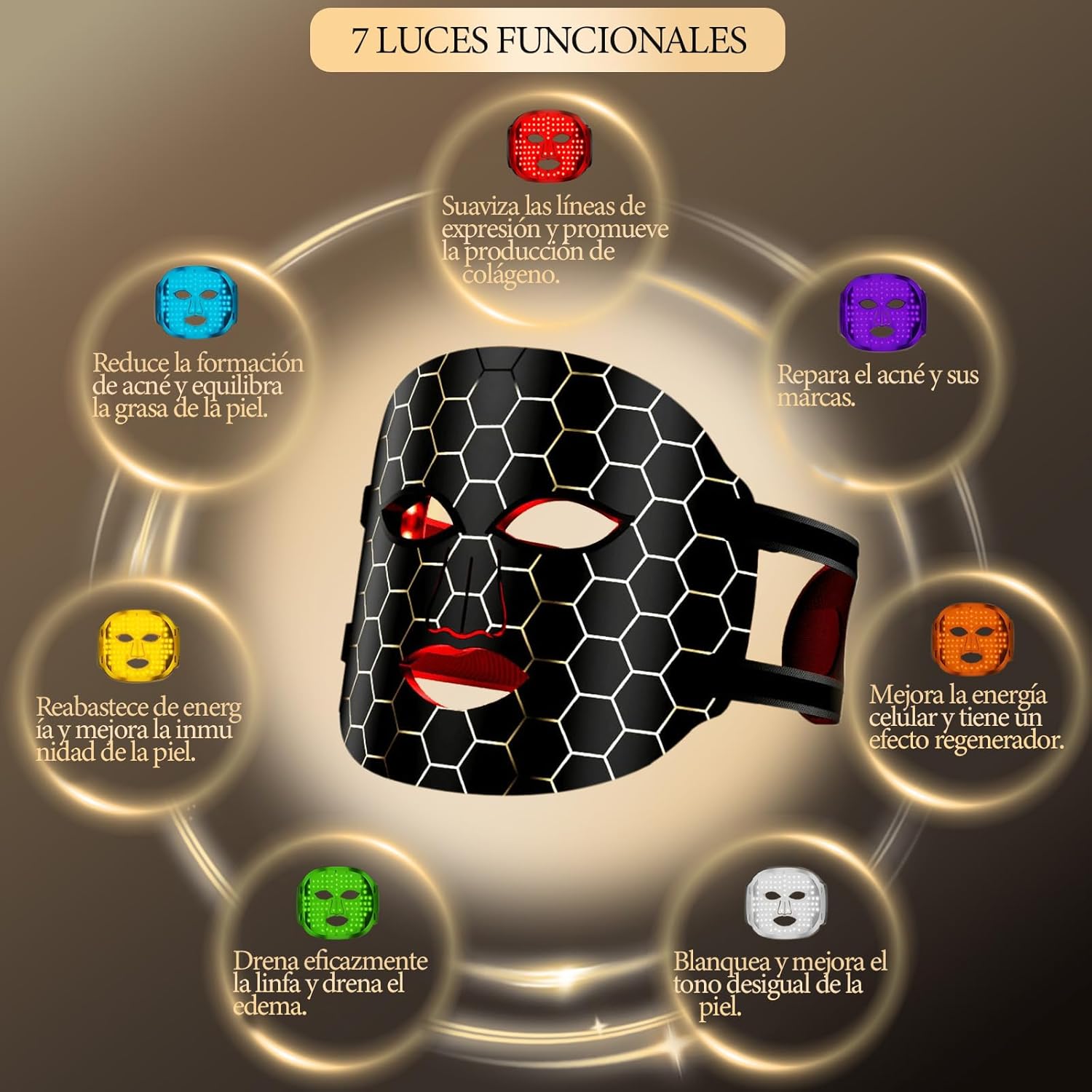 Thumbnail 4 de Masque Led XTRWHZ: thérapie lumineuse visage 7 couleurs avec télécommande