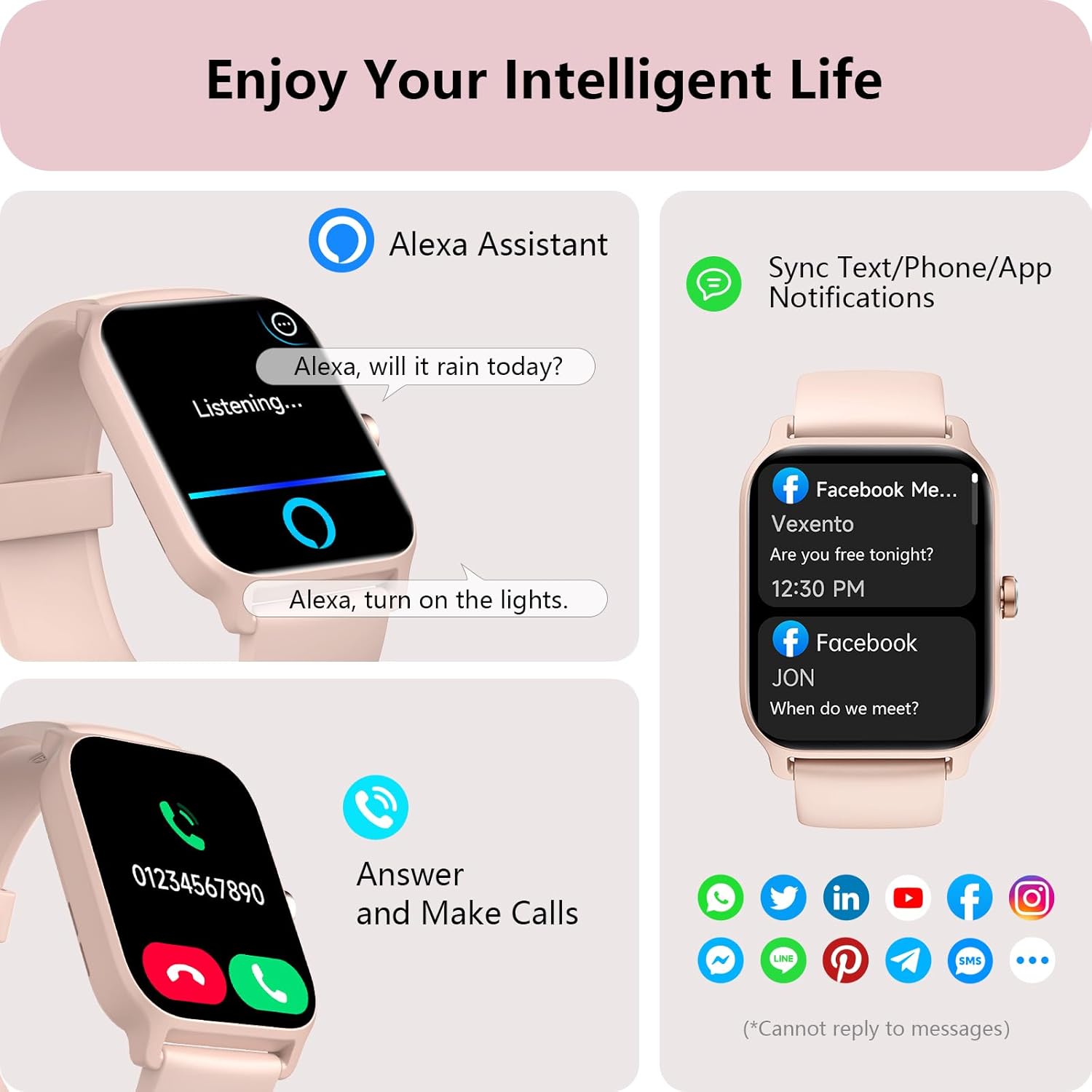 Detalle 2 de Yoever Smartwatch for Women with Alexa Built-in and Bluetooth Calling