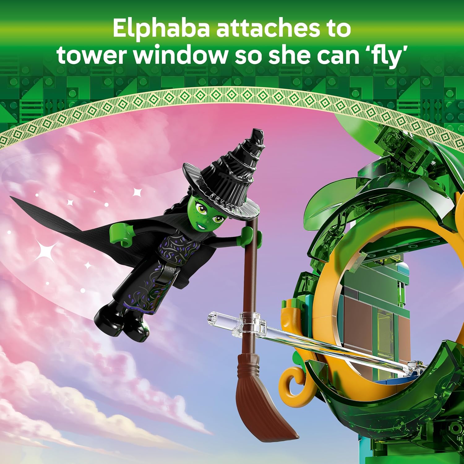 Detalle 1 de LEGO Wicked 75684 Welcome to Emerald City Tower Set, 945 Pieces, 5 Figures