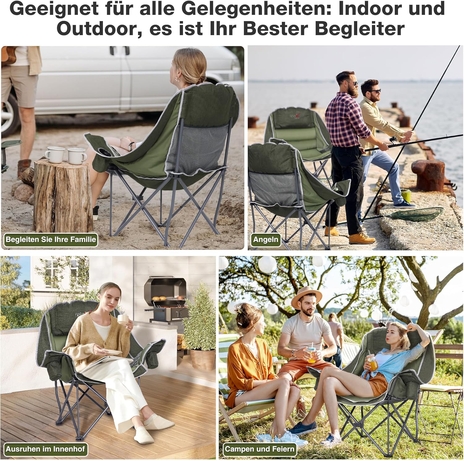 Thumbnail 5 de RELAX FIELD Übergroßer Campingstuhl klappbar „Field“ (bis 227 kg) in Grün