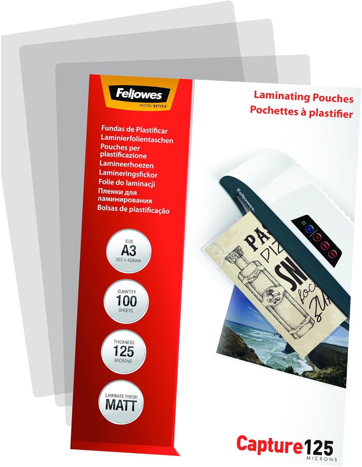 Thumbnail 2 de FELLOWES Pochettes plastification A3 125 microns 📎