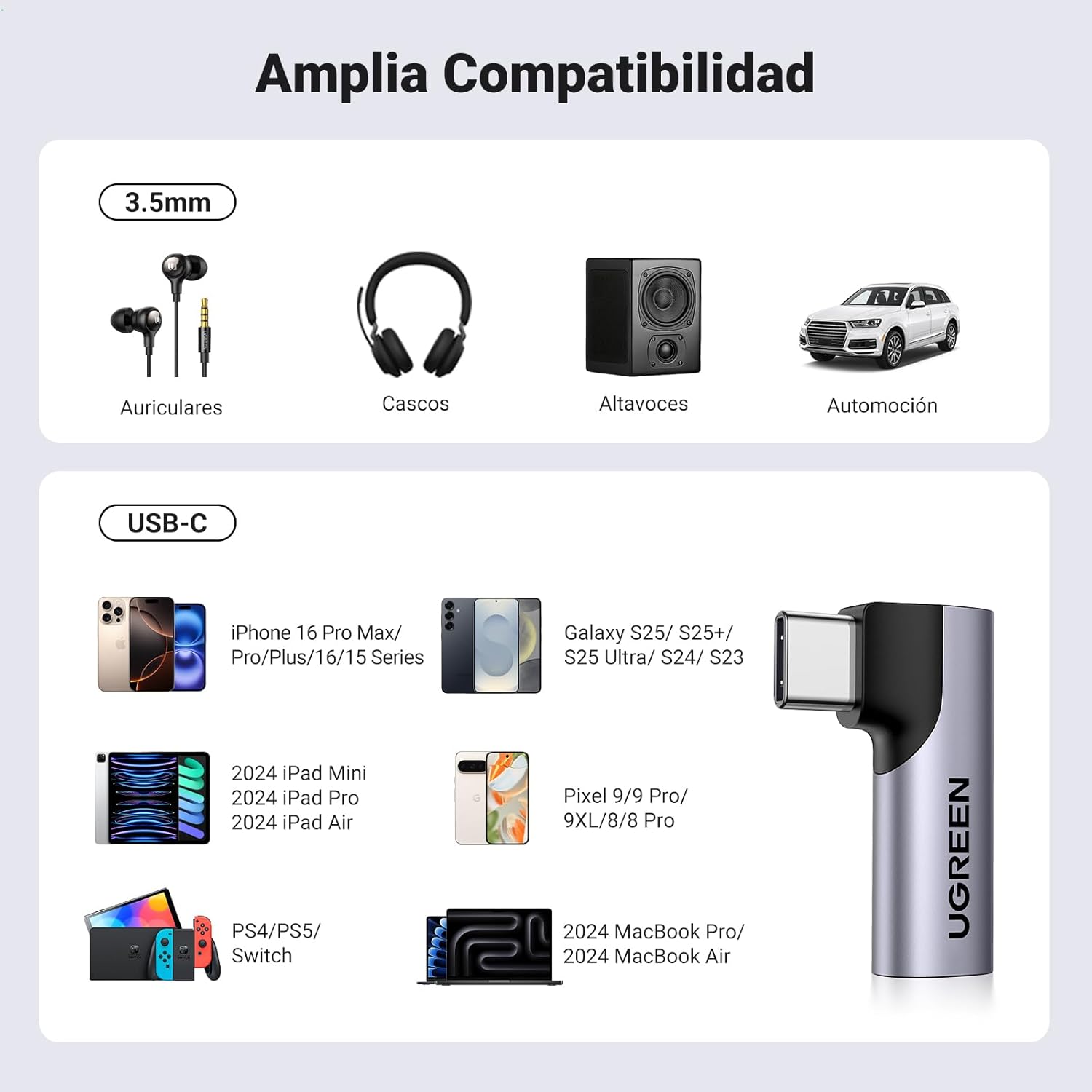 Thumbnail 5 de UGREEN Adaptador USB-C a Jack 3.5mm 🎧 Compatible con iPhone y Galaxy