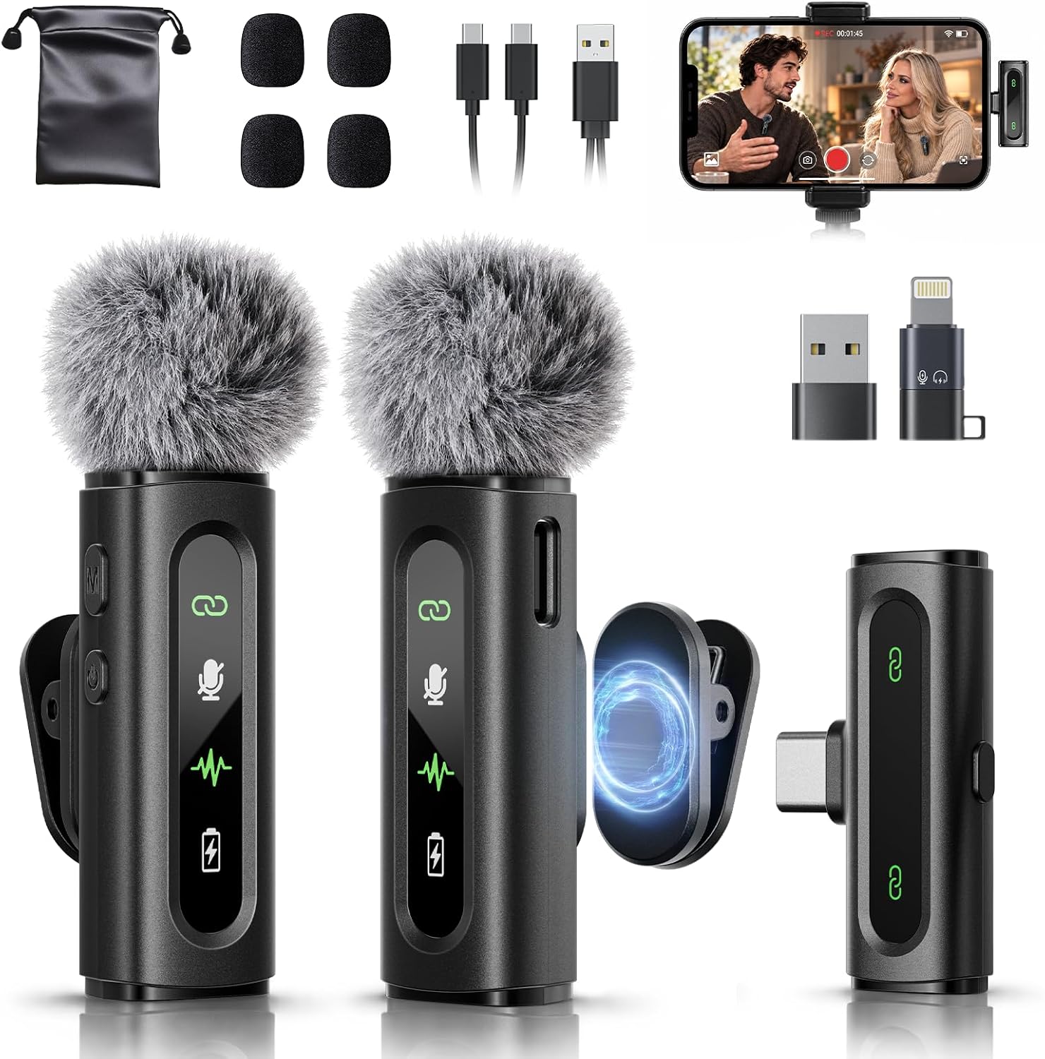 Detalle de Unknown USB C Lavalier Microphone Wireless Mini Mic for Vlogging 🎤