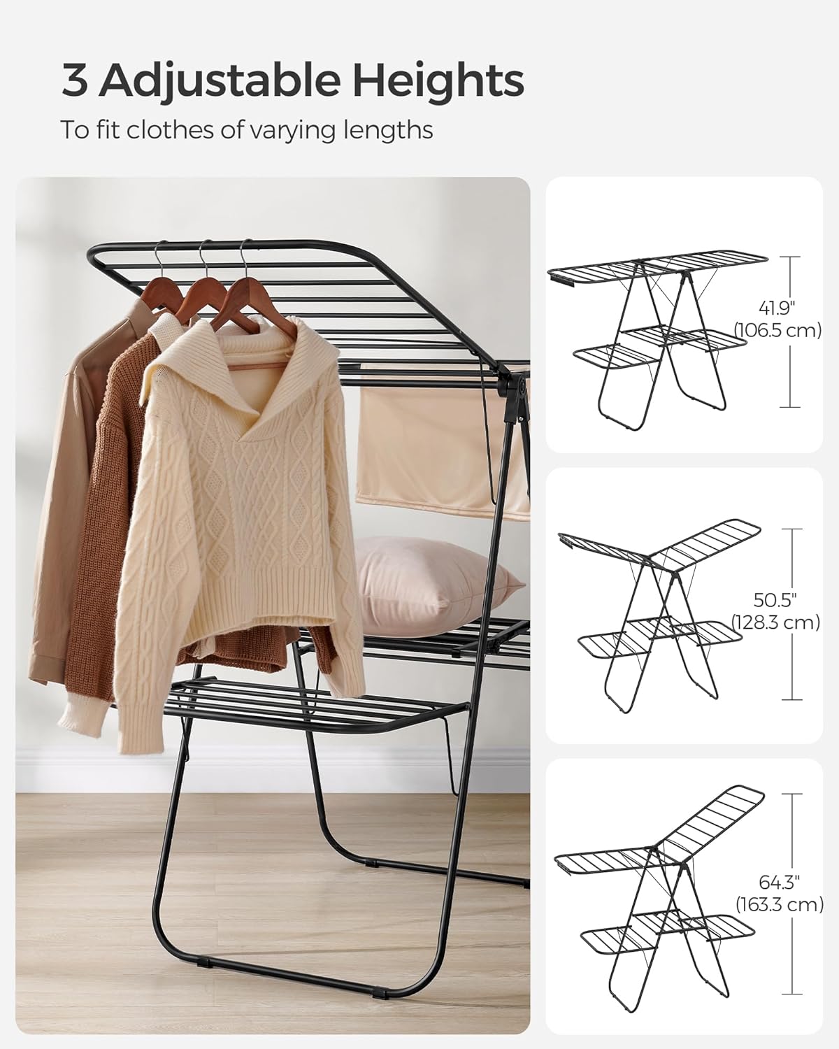 Detalle 1 de SONGMICS Clothes Drying Rack, 33 Rails
