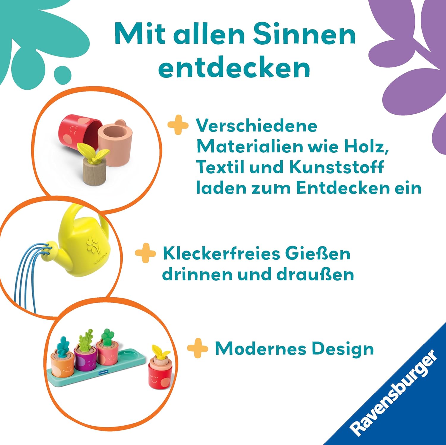Detalle 2 de Ravensburger Play+ Puzzle- & Spiel-Set: Meine kleinen Pflanzen – Montessori-basiertes Kindergarten-Set ab 18 Monaten