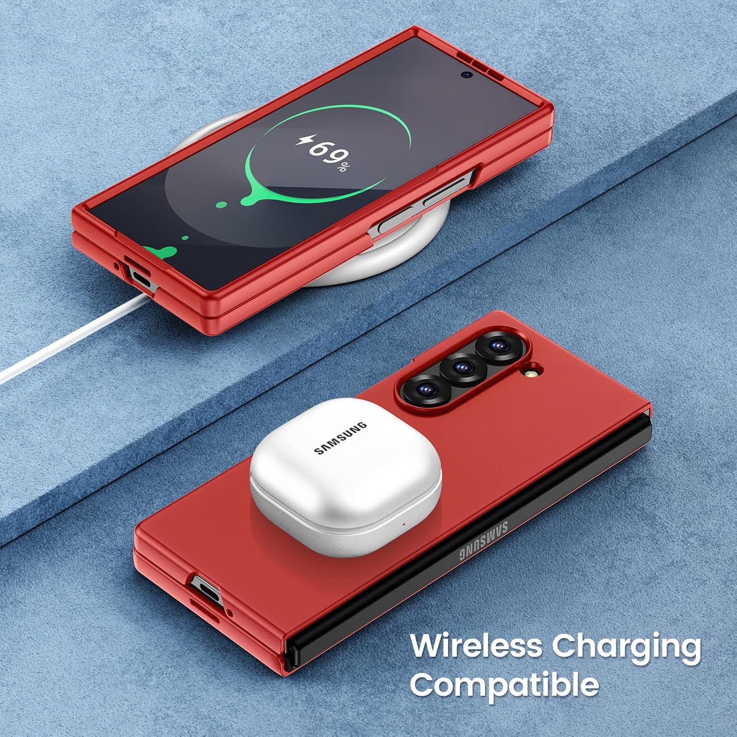 Thumbnail 5 de Maxdara for Samsung Galaxy Z Fold 6 Case with Privacy Tempered Glass Screen Protector (Red)