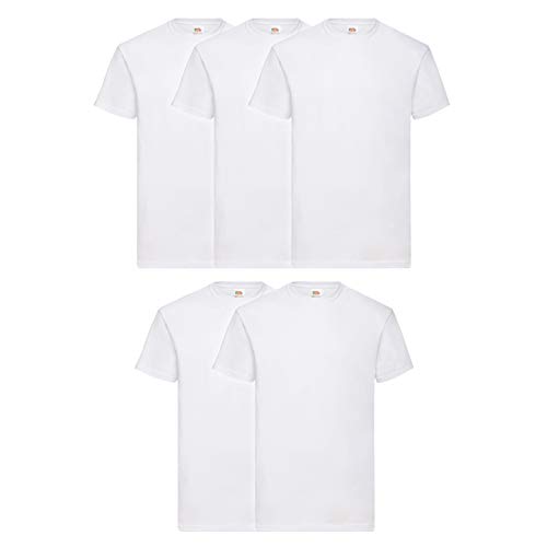 Detalle de Fruit of the Loom Original T. Uomo T-Shirt Bianco - Pack da 5, Medium