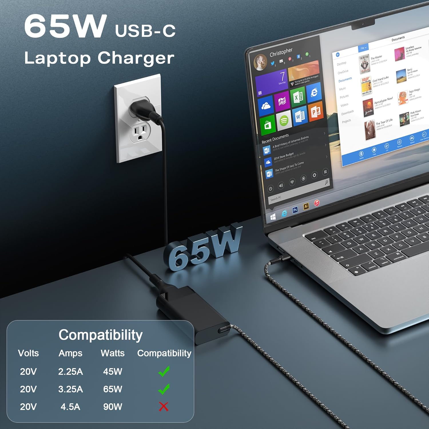 Thumbnail 1 de WZXHU New Slim 65W USB C Laptop Charger