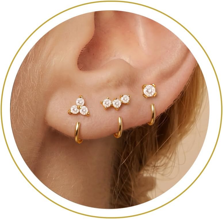 Detalle de Robaice Backless Hoop Earrings, Set of 3 Pairs
