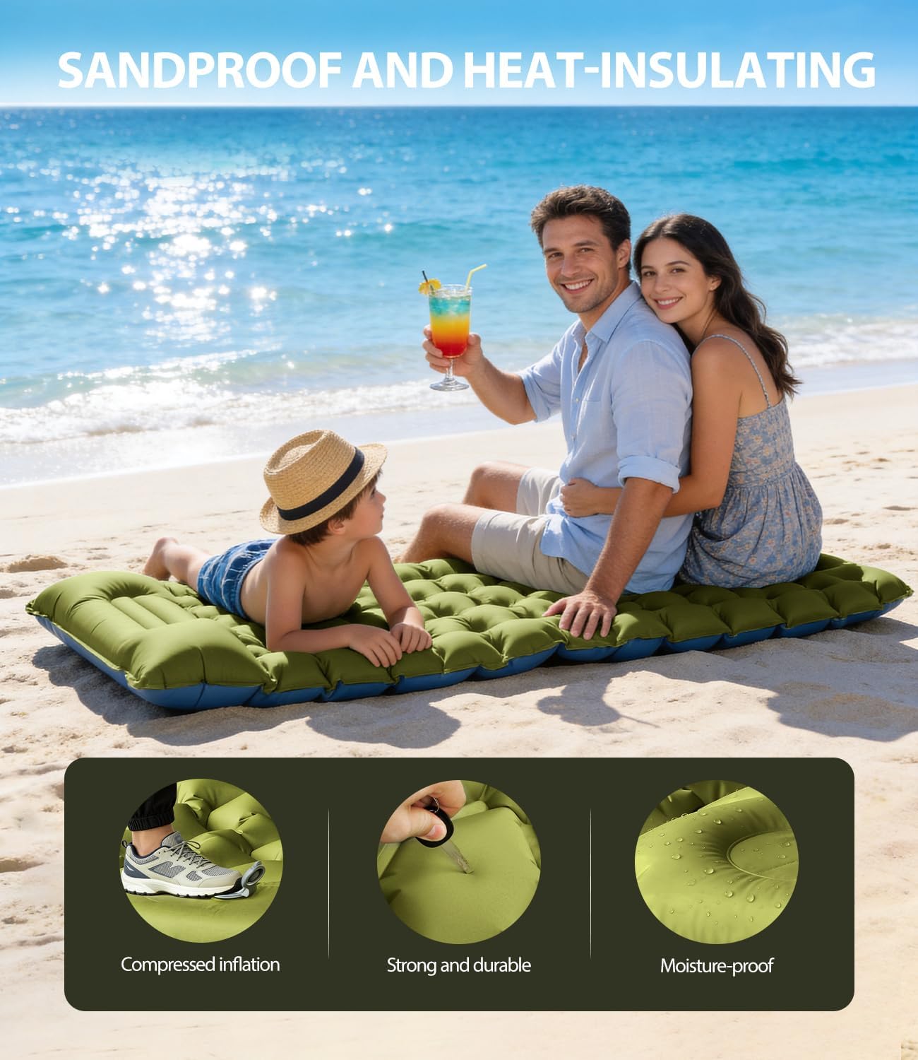 Detalle de Self-Inflating Camping Mattress Single Foot-Powered Inflation – 195 x 66 x 10 cm