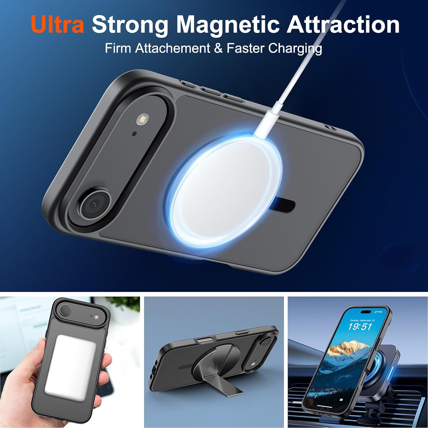 Detalle de SUPFINE for Air Case iPhone Air Case, Black TPU, MagSafe Compatible