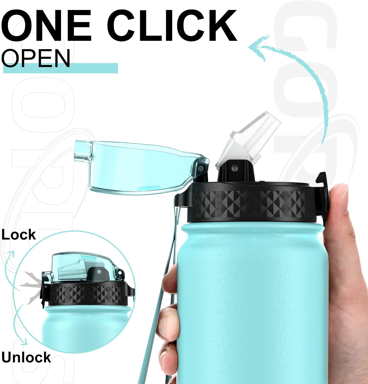 Detalle 2 de GOPPUS 1L Stainless Water Bottle with Straw – Double Wall Insulated, Leakproof, BPA Free