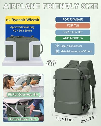Thumbnail 3 de SZLX Mochila de viaje de cabina 40x20x25 (Ryanair/Vueling/Wizz Air) con apertura 180° y compartimento para portátil