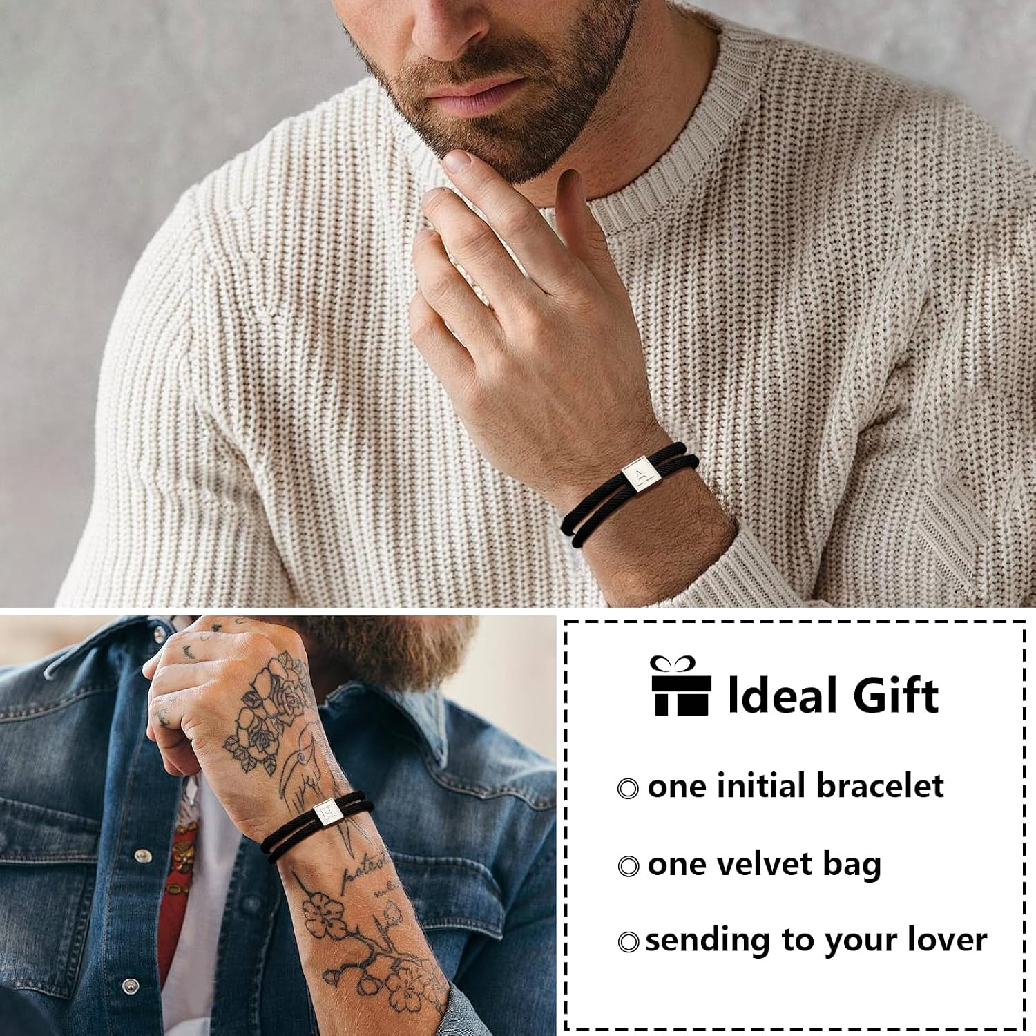 Detalle de Esmoly bracciale uomo con iniziale