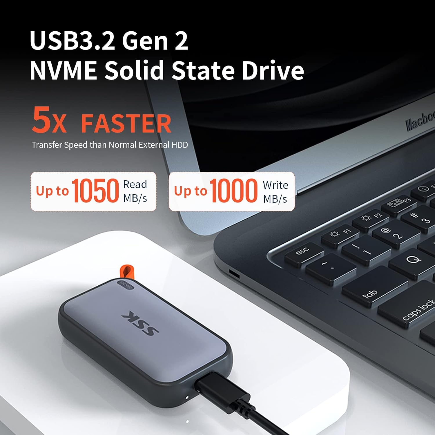 Detalle de SSK 500GB Tragbare NVMe-SSD – Extreme Geschwindigkeit für USB-C Geräte