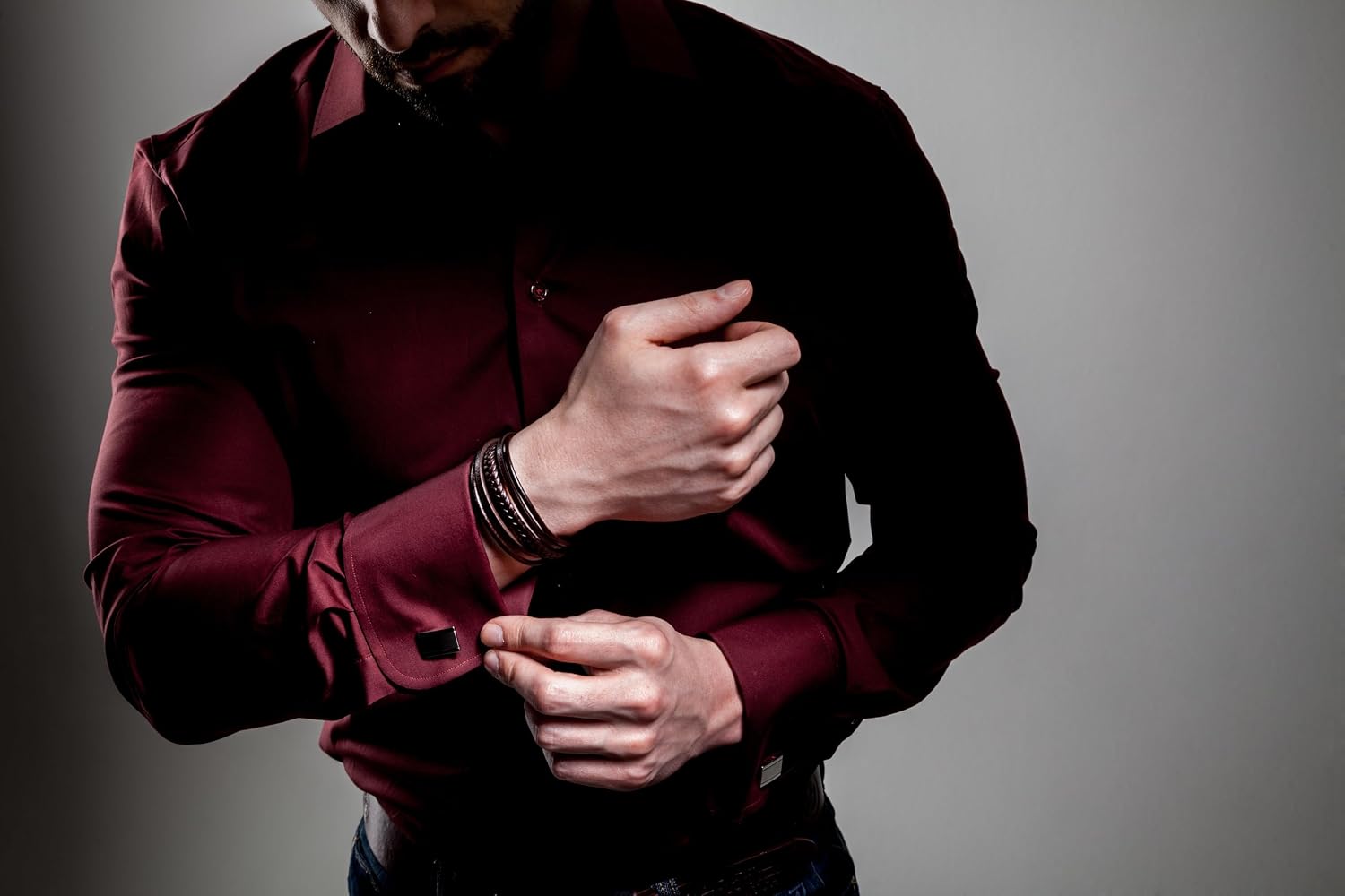 Detalle 2 de SERASAR Bracelet en Cuir Noir Marron