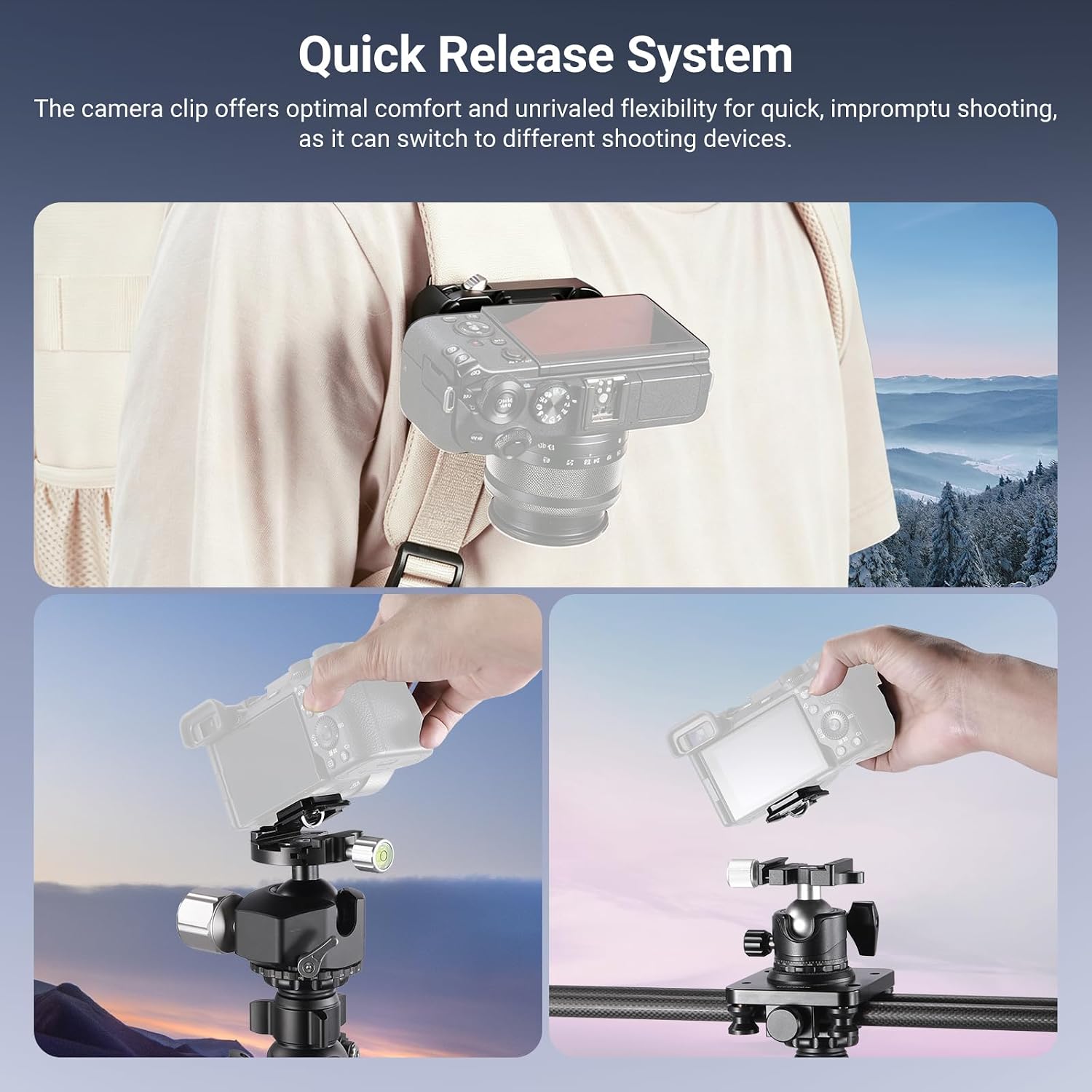 Thumbnail 6 de NEEWER Camera Backpack Clip: Quick Release Mount for PD & Arca, 22lb Load