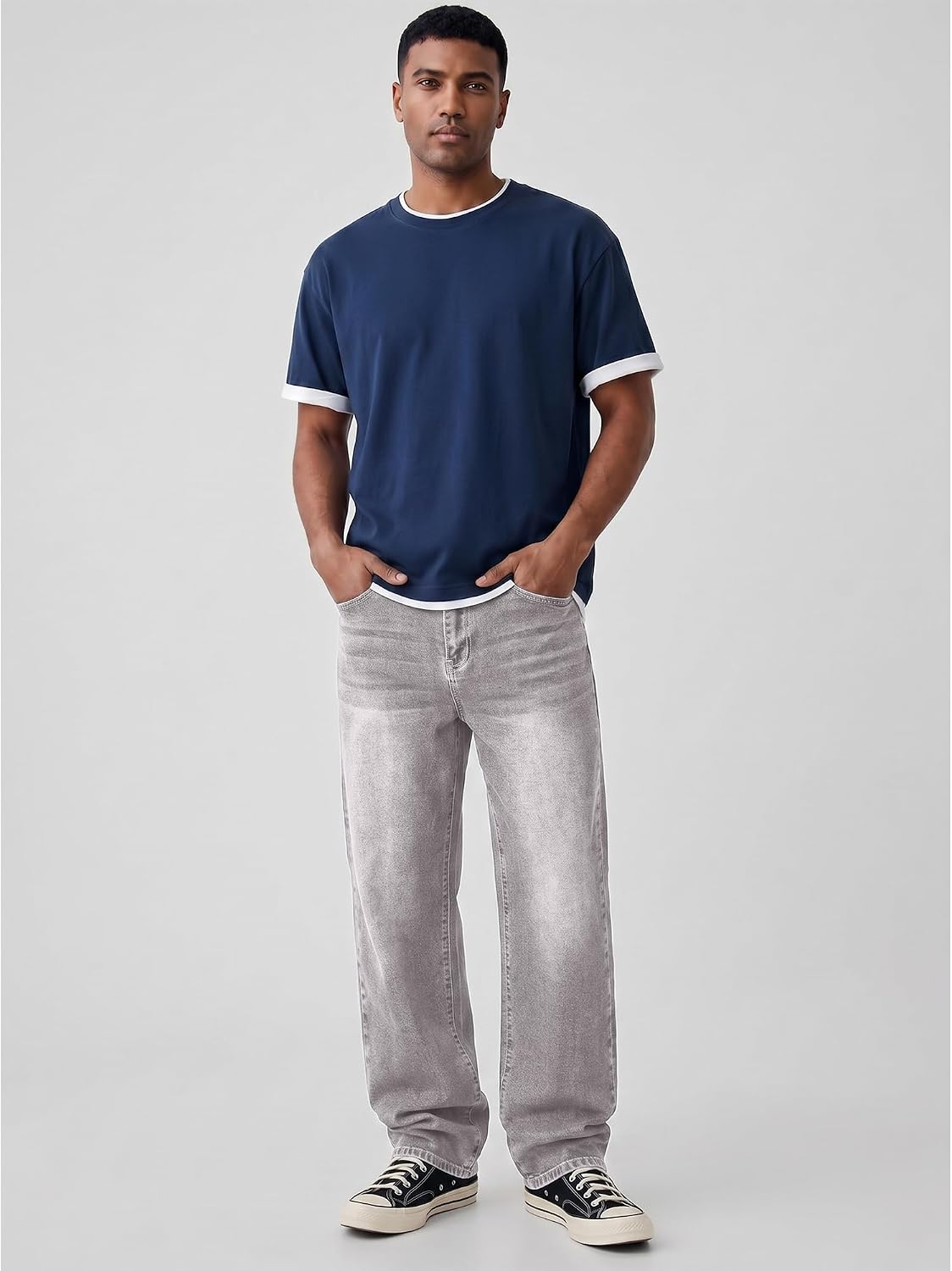 Detalle de JMIERR Men's Baggy Jeans Wide Leg Y2K Loose Fit Denim Pants