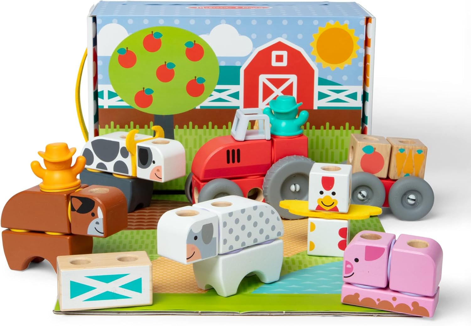 Melissa & Doug Blockables Farm Snap And Play 56 Pc