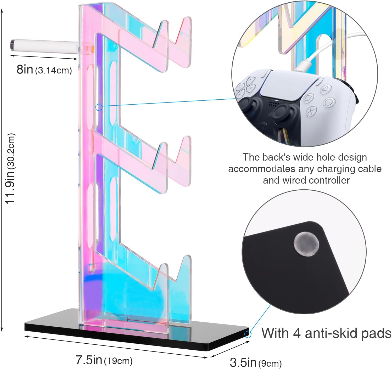 Thumbnail 5 de NiHome Iridescent Acrylic 3-Tier Controller Stand