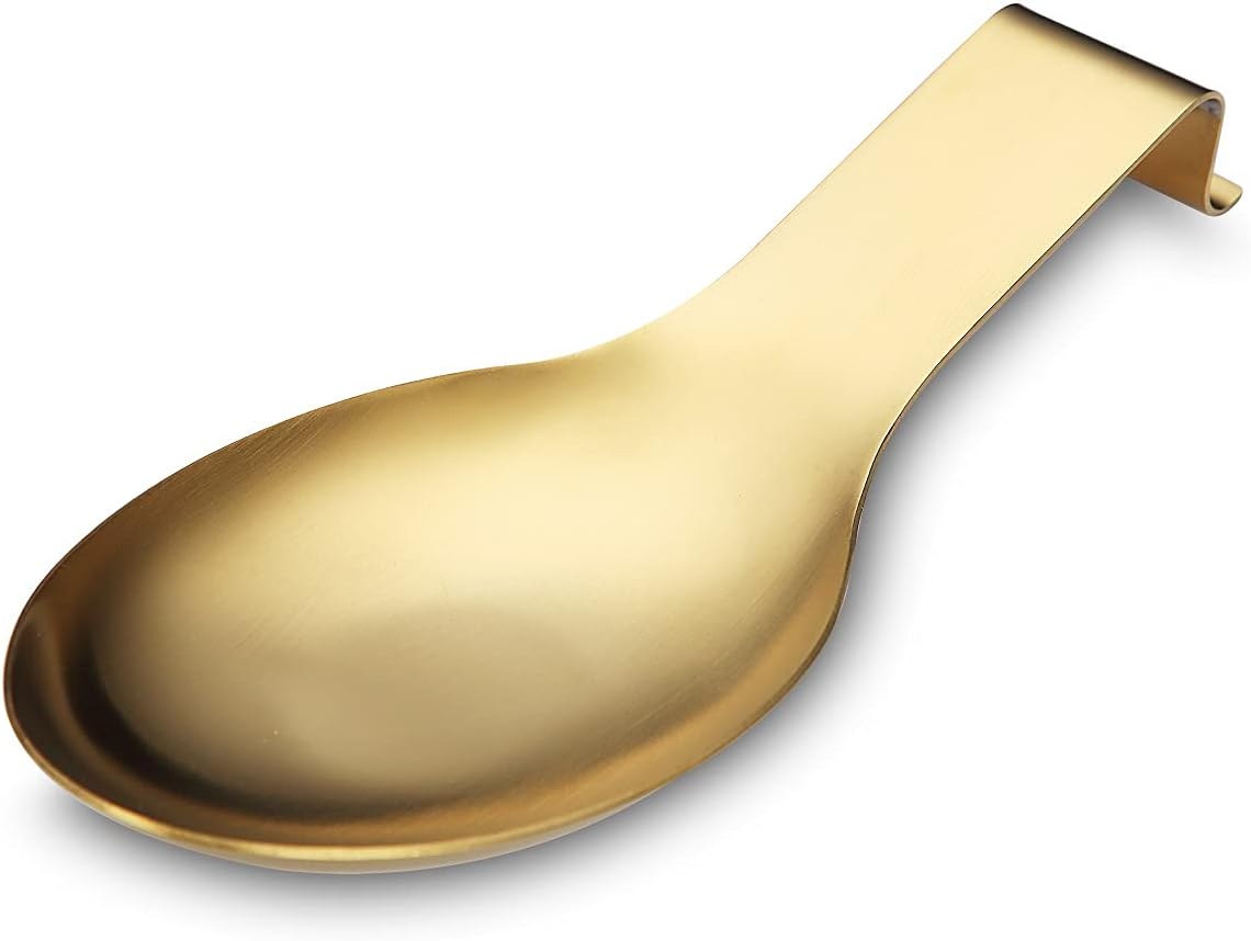 Detalle de HOMQUEN gouden lepelhouder van roestvrij staal, vaatwasserbestendig
