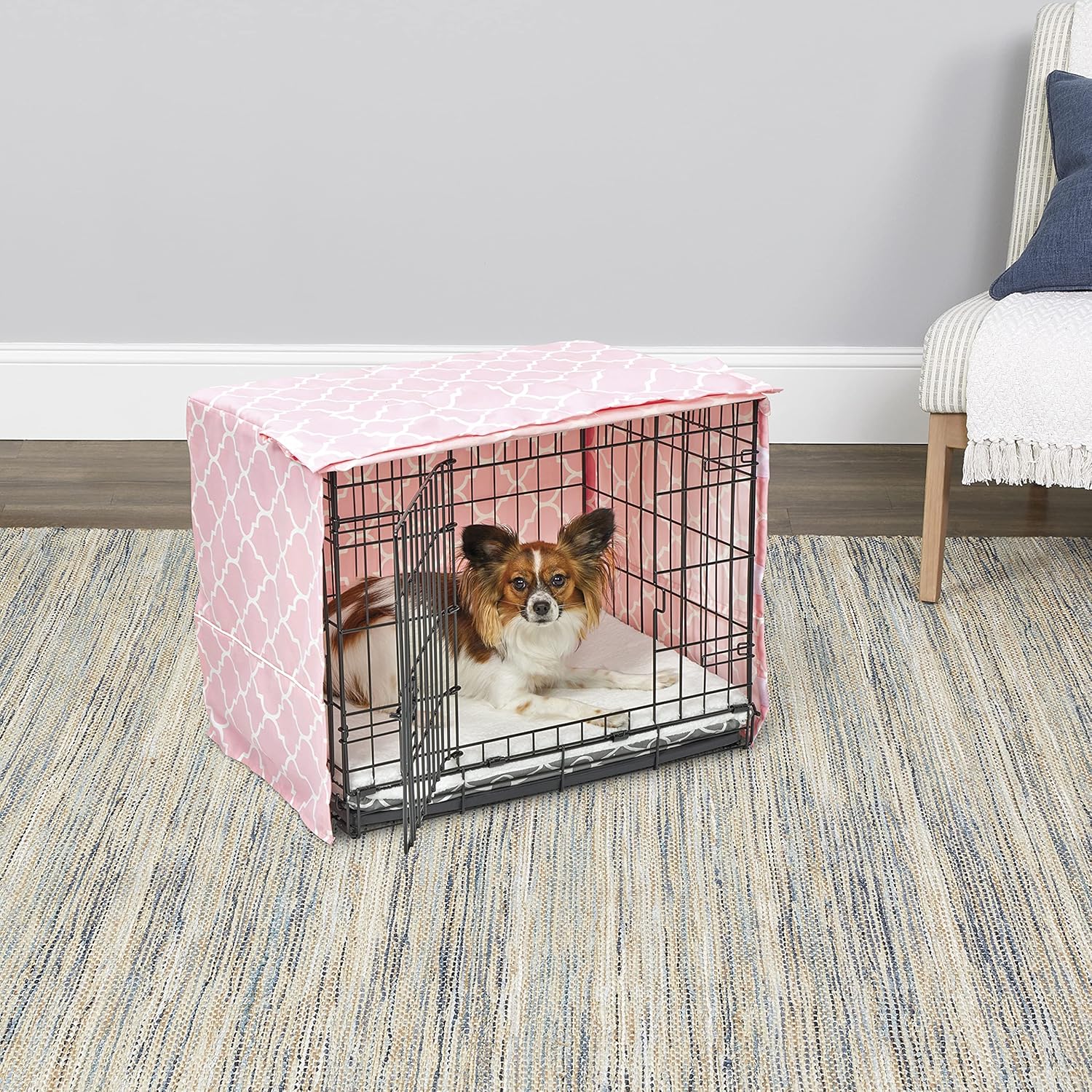 Thumbnail 2 de New World copertura per gabbia cani piccola taglia con protezione in teflon (61 cm) – stampa rosa, lavabile