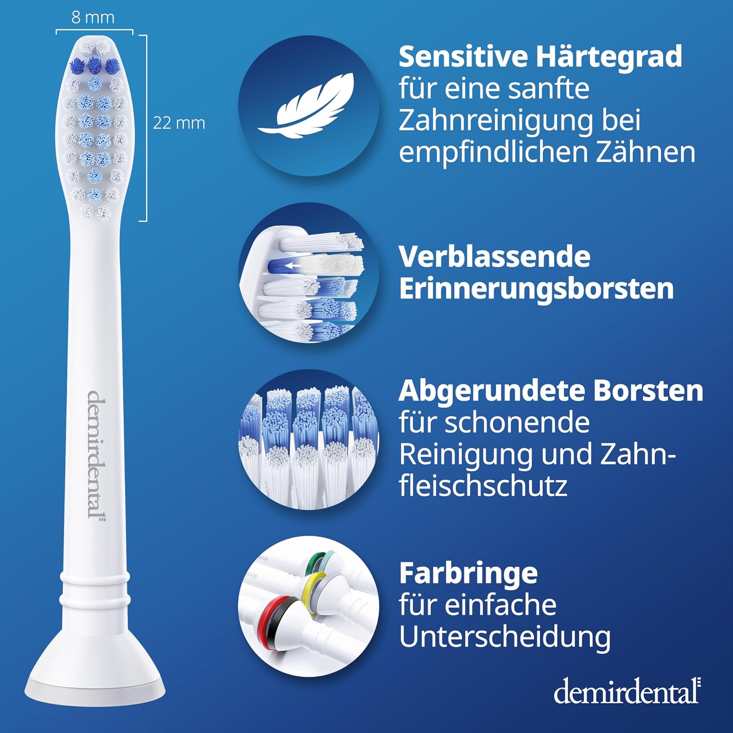 Thumbnail 4 de demirdental Sensitive Aufsätze 8er Pack passend für Philips Sonicare