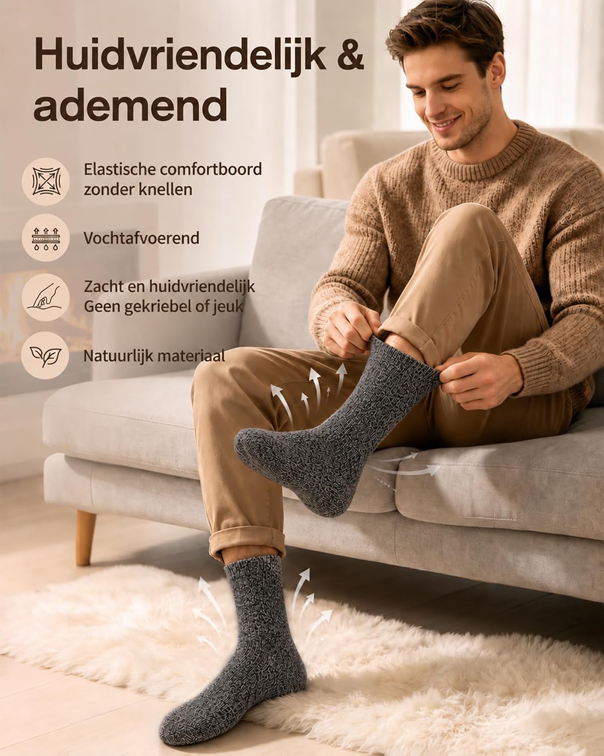 Detalle 2 de SockWaddles thermosokken heren, 5 paar met dikke badstof binnenkant