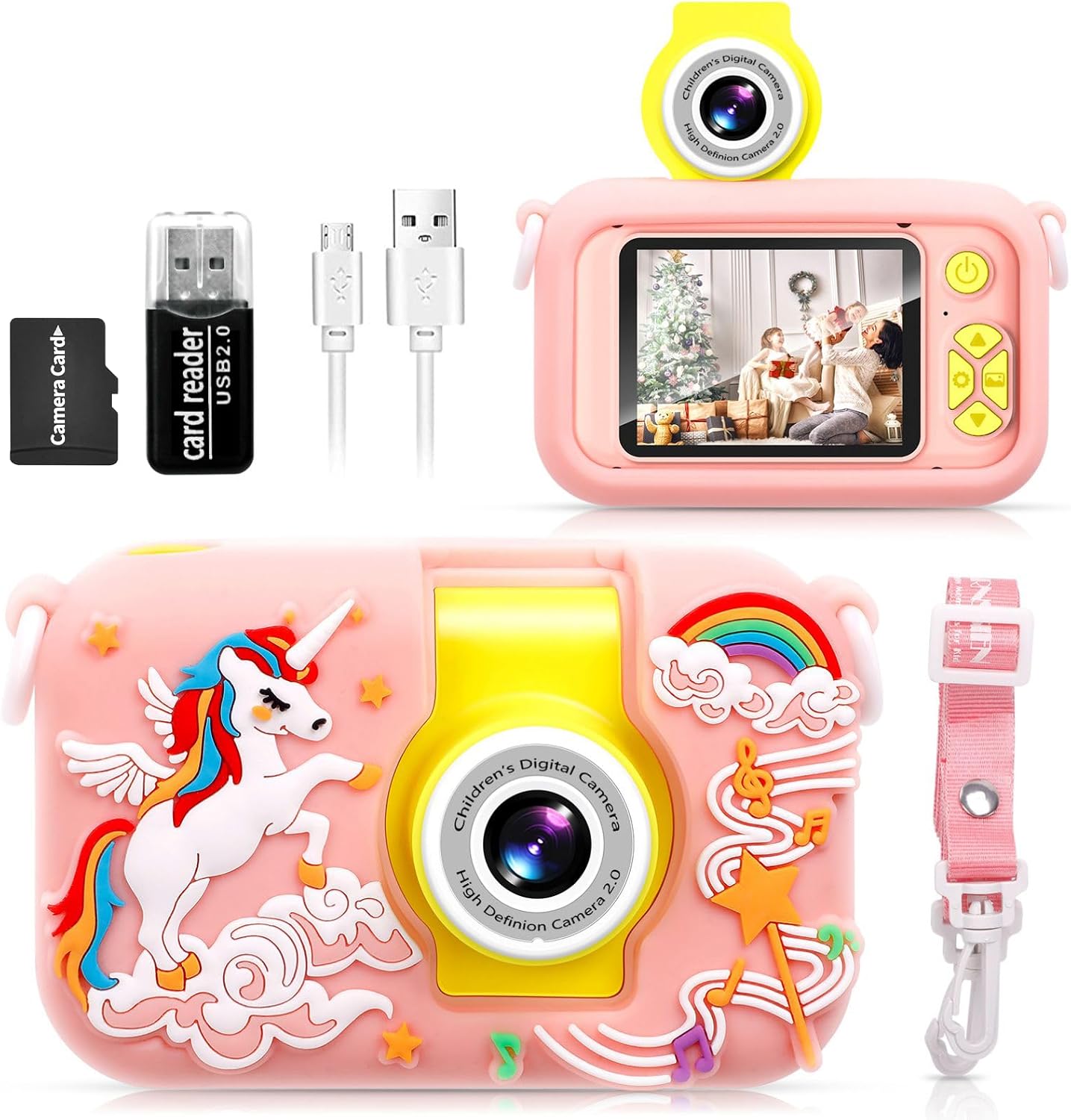 Detalle de ARNSSIEN Macchina Fotografica per Bambini 2,4" con schermo IPS, obiettivo 180° e 14 altoparlanti