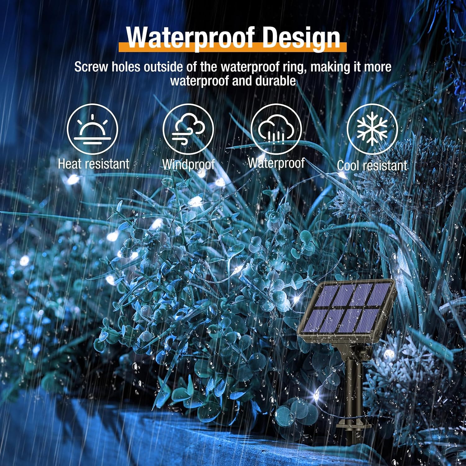 Detalle de btfarm Solar String Lights, 900 LEDs, 330 ft, Cool White, 8 Modes