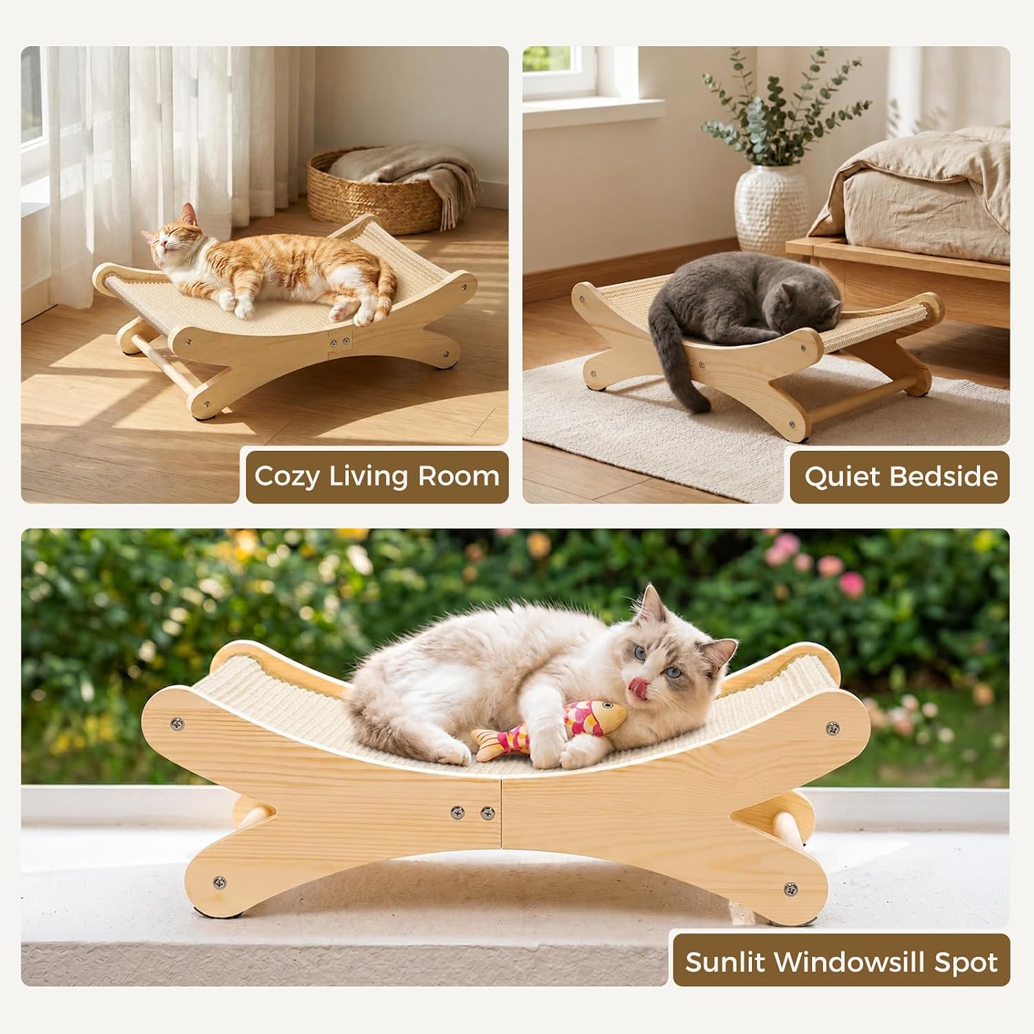 Thumbnail 3 de Gimars U‑förmiges Katzenkratzbrett – Extra Groß 60x36x20 cm, Premium Holz-Kratzmöbel mit Natursisal-Unterlage