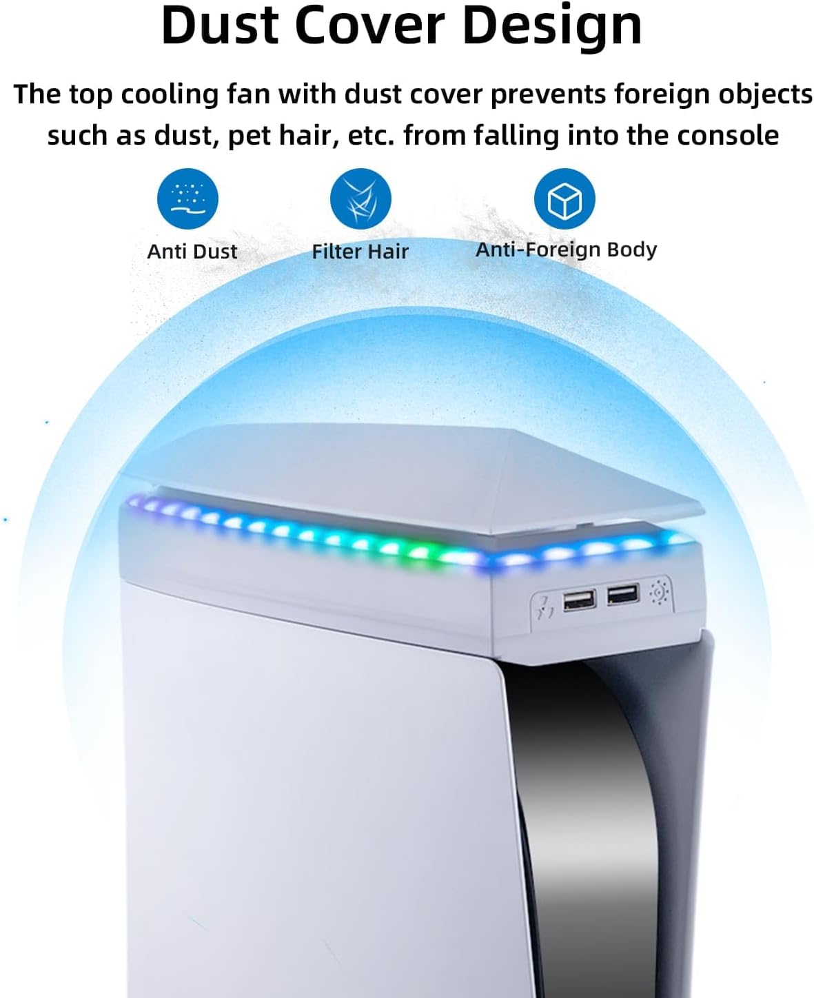 Thumbnail 5 de McBazel Station de refroidissement pour PS5 (Disque & Digital), 3 vitesses RGB et ports USB 2.0