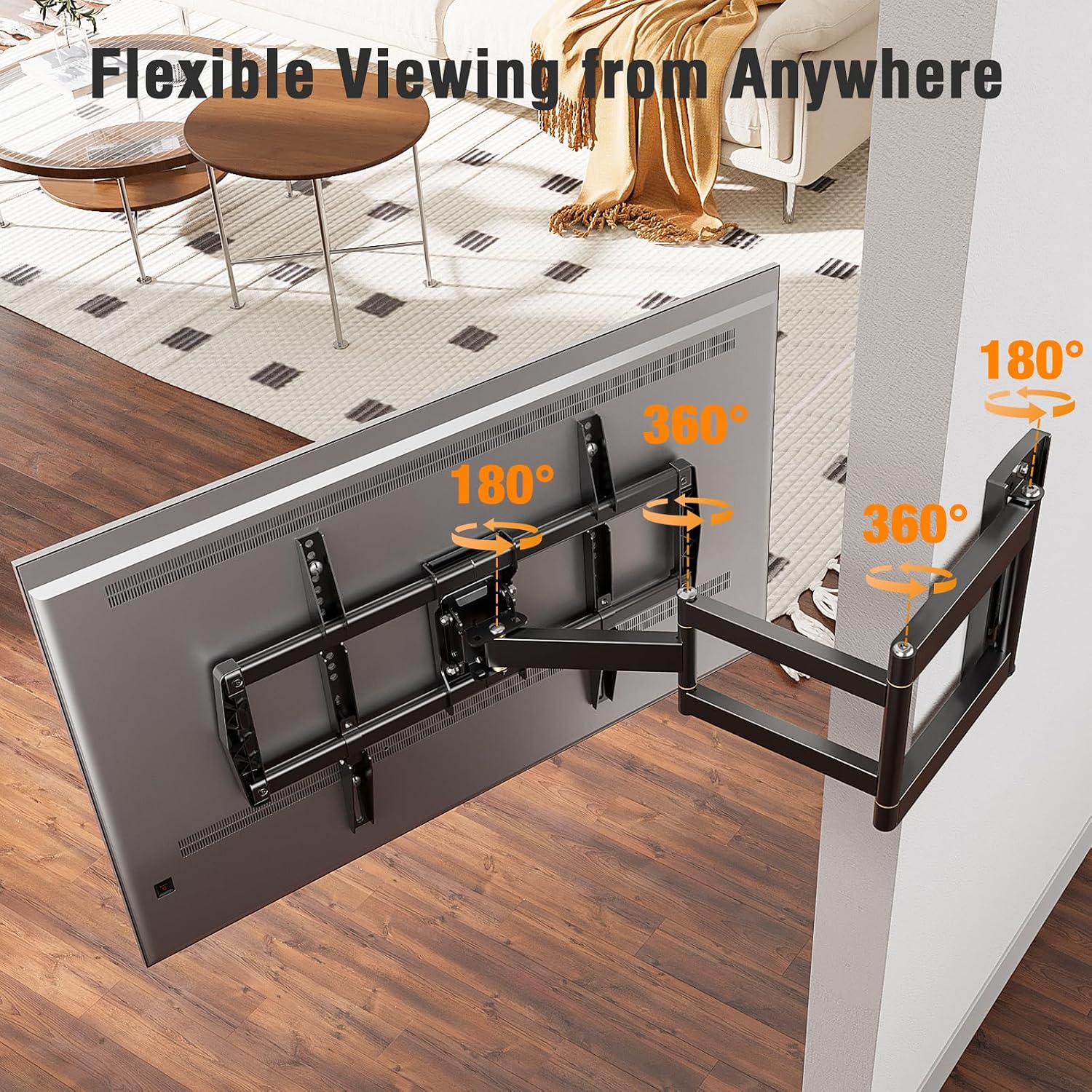 Detalle 2 de ELIVED Outdoor TV Wall Mount for 42–75-Inch TVs, 37.9-Inch Arm, Full Motion