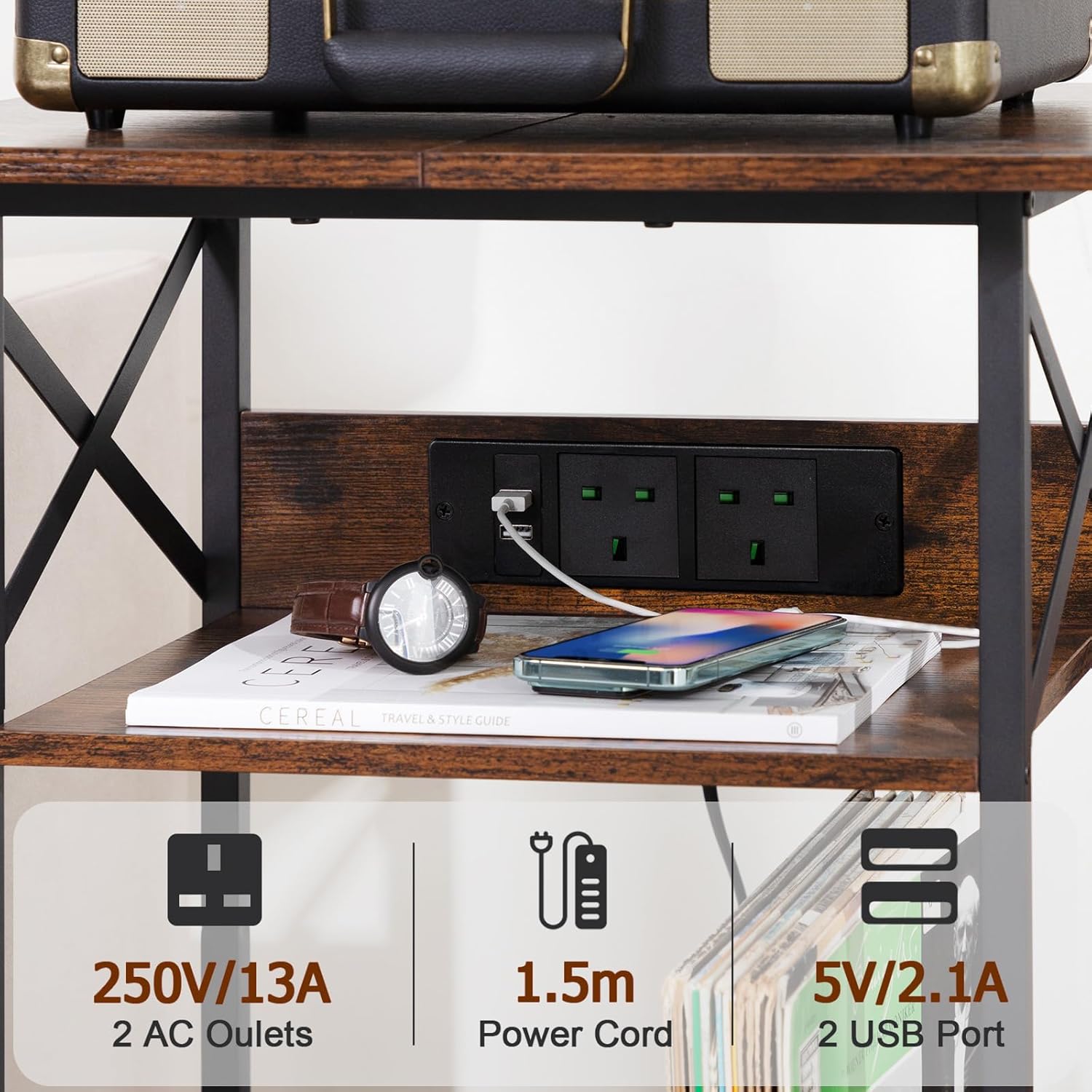 Thumbnail 5 de AMHANCIBLE Record Player Stand 48cm