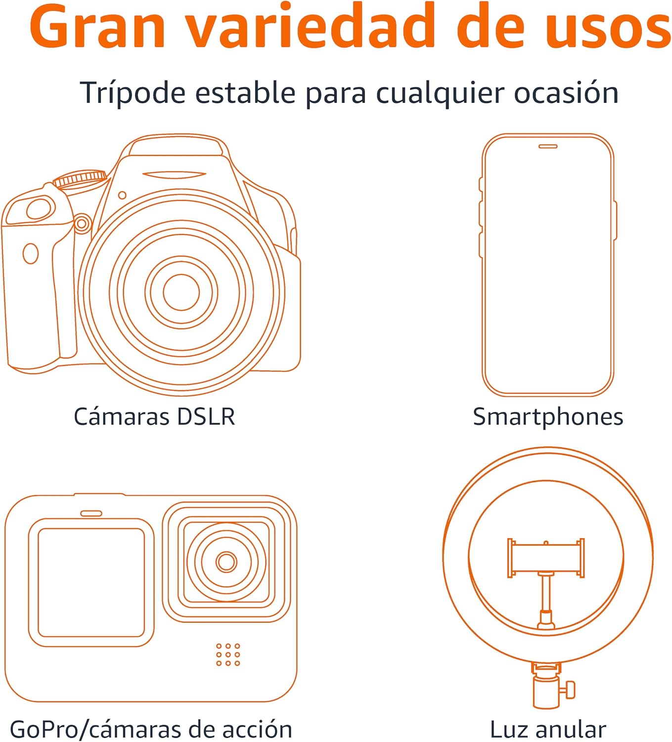 Detalle de Amazon Basics Trípode 162 cm para teléfono