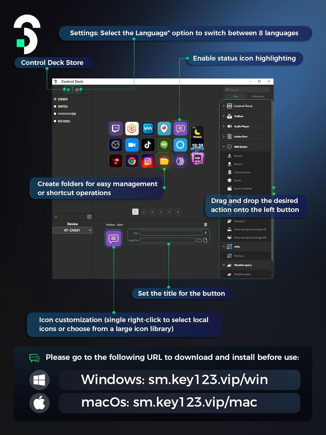 Thumbnail 4 de SOOMFON Stream Controller Stream Control Deck with 15 Customizable LCD Macro Keys (OBS, Twitch, YouTube Compatible)