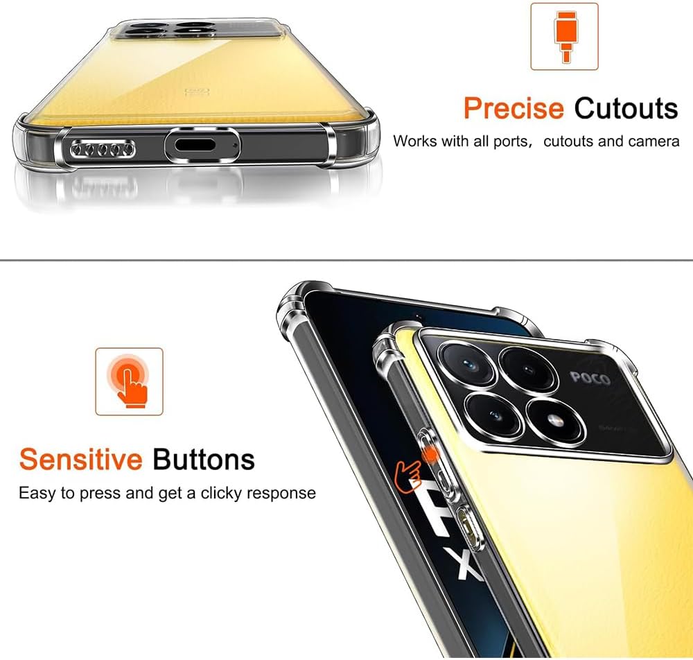 Detalle 2 de CaseLover Transparent Hülle für Xiaomi Poco X6 Pro 5G – Weiches TPU mit Stoß- und Kratzschutz