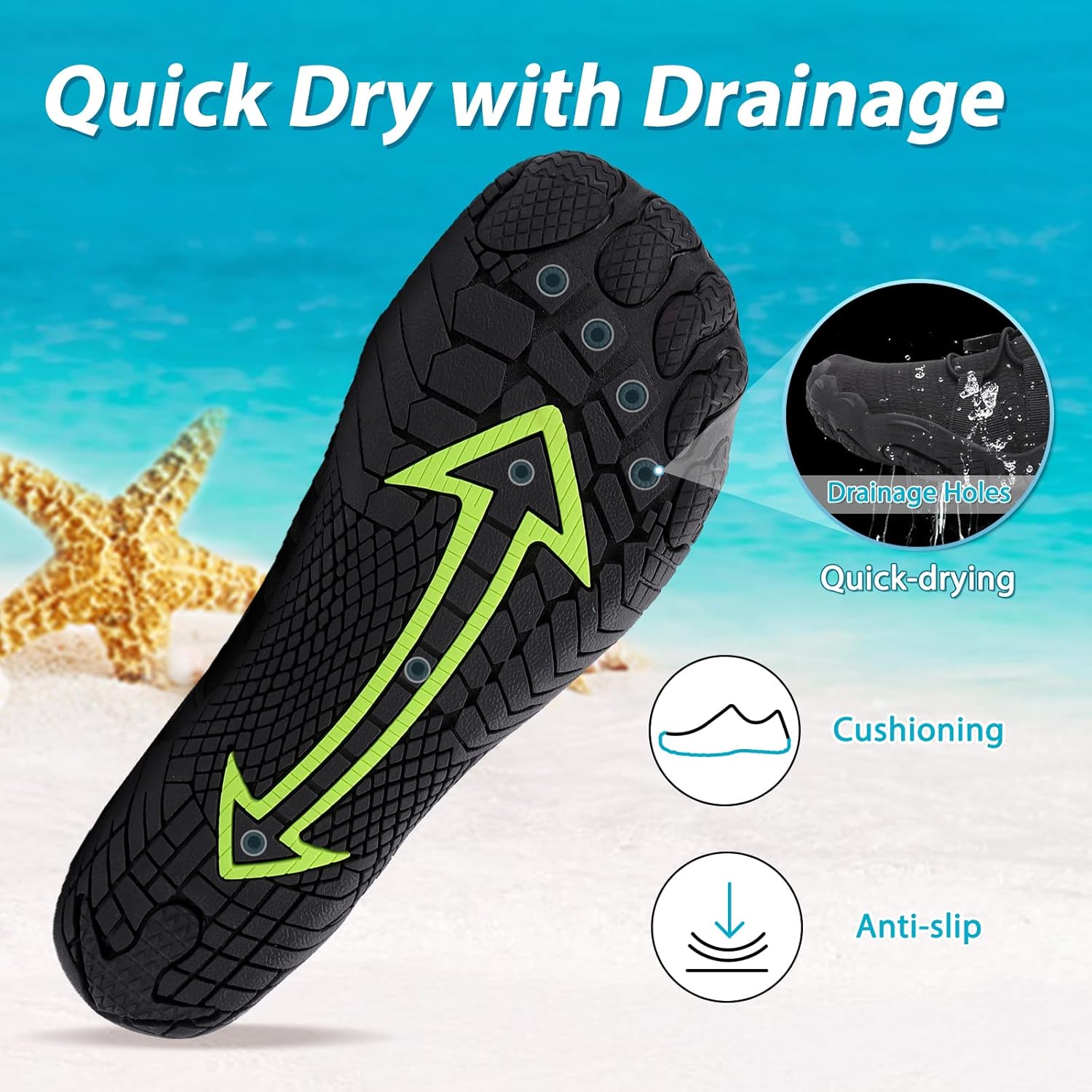 Detalle 2 de Scarpe da Acqua Unisex: leggerezza, drenaggio e comfort per mare, piscina e spiaggia