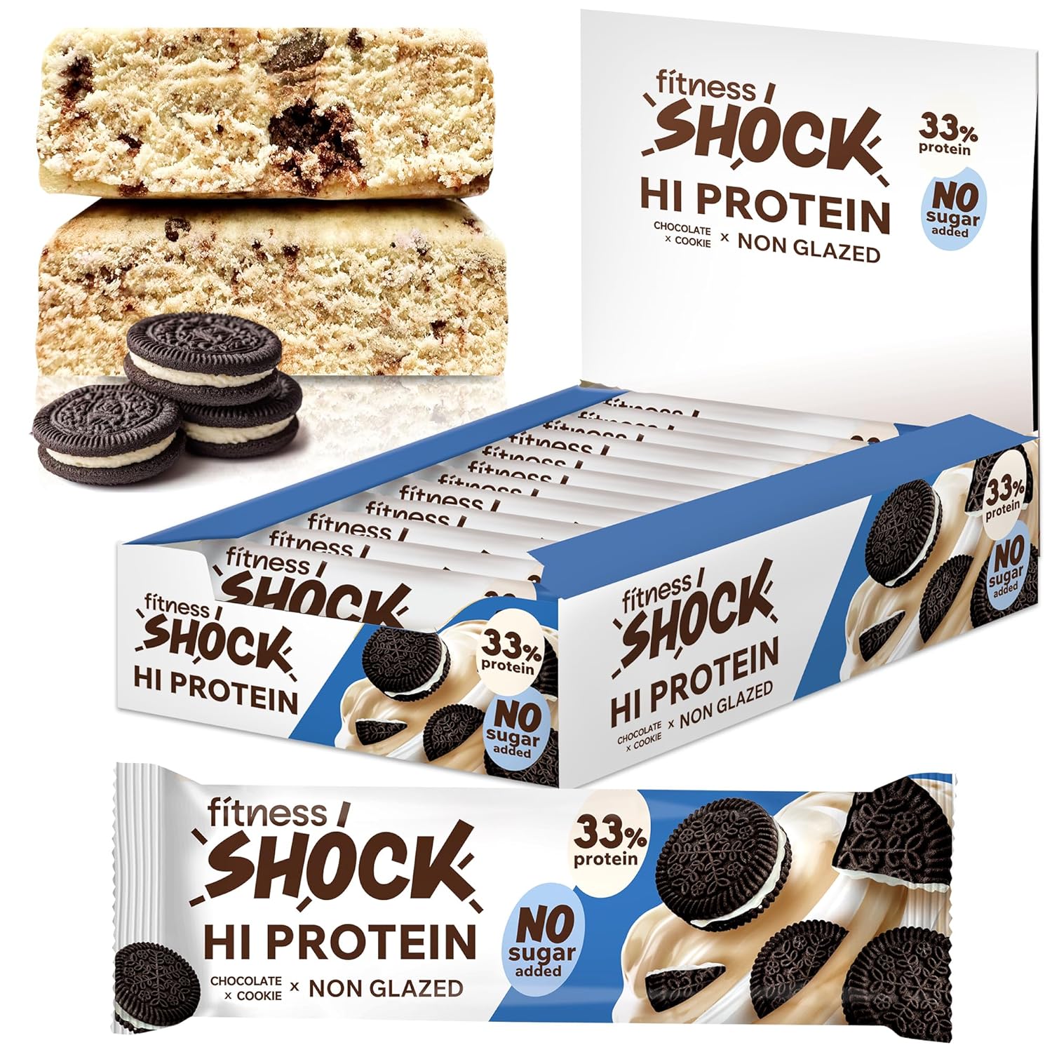 Thumbnail 6 de FitnesSHOCK Proteinriegel Set mit 30% Eiweiß, 12 g pro Riegel (12 Stk) – Pistazie, zuckerfrei, low carb