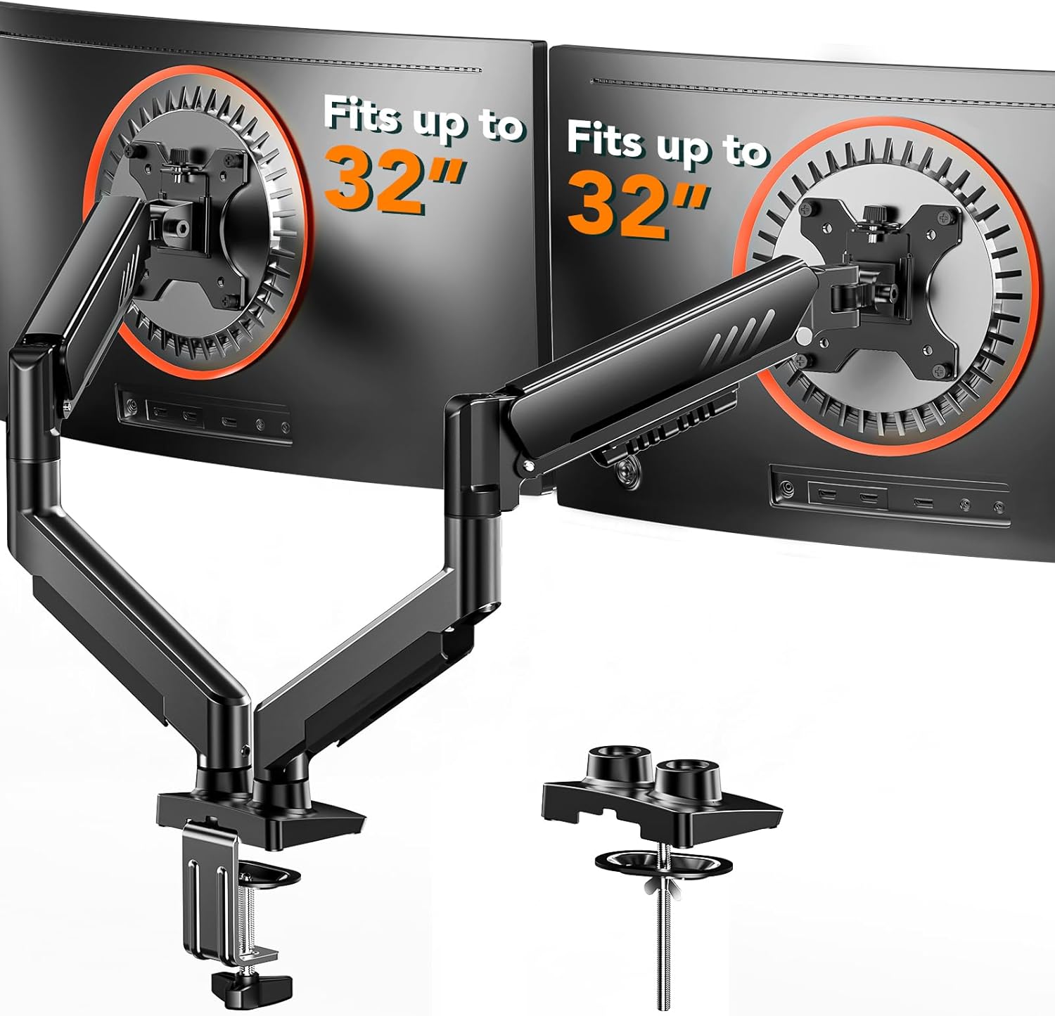 Detalle de ErGear Dual Monitor Arm: Full-Adjust, Tool-Free VESA Mount for 13–32" Screens