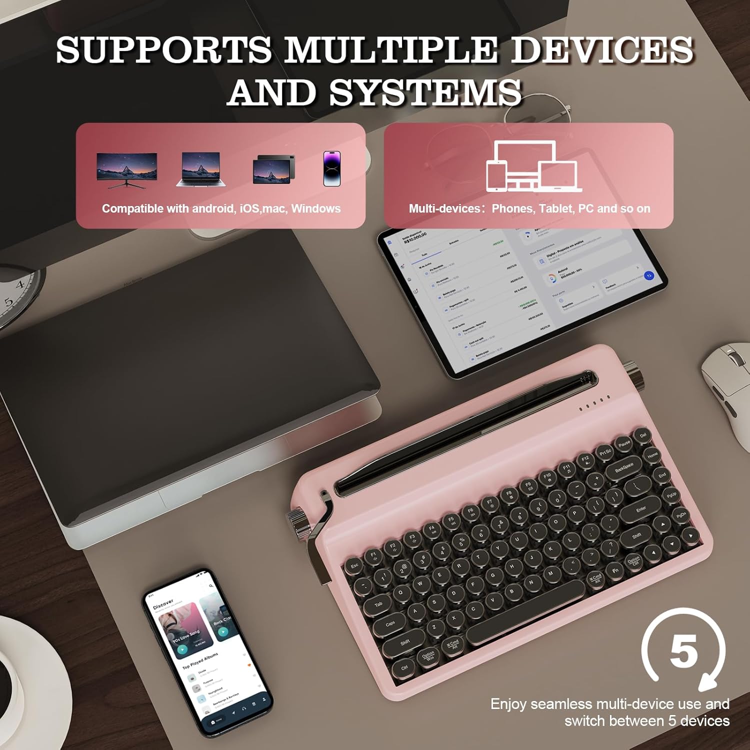 Thumbnail 3 de YUNZII QL75 Retro Mechanical Keyboard RGB