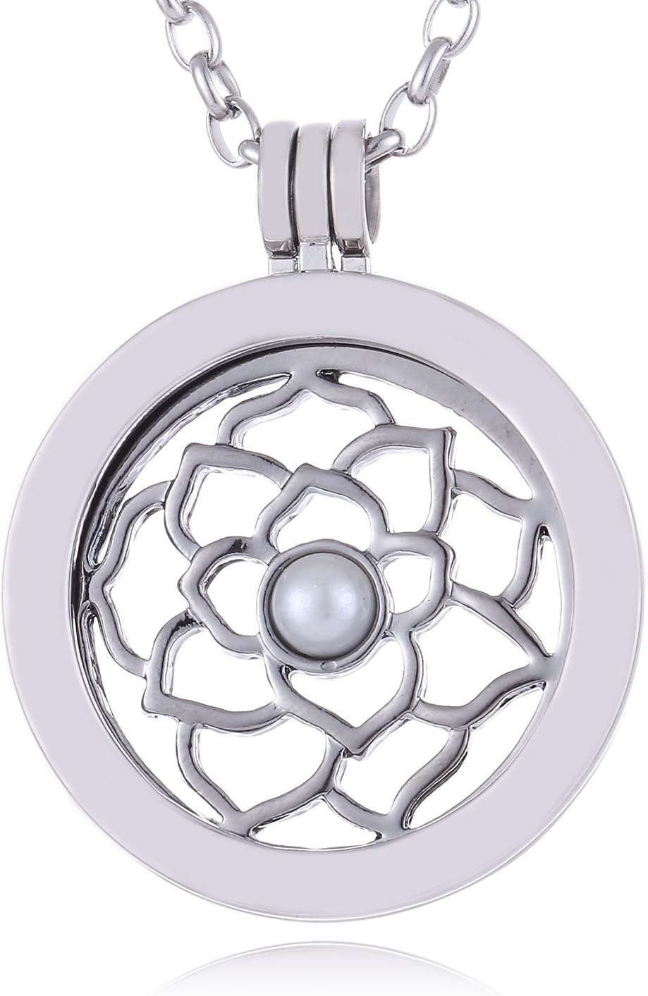 Detalle de Morella Collier pour Femme 70 cm en Acier Inoxydable avec Coins Pendentifs de 33 mm dans une Pochette en Velours Noir
