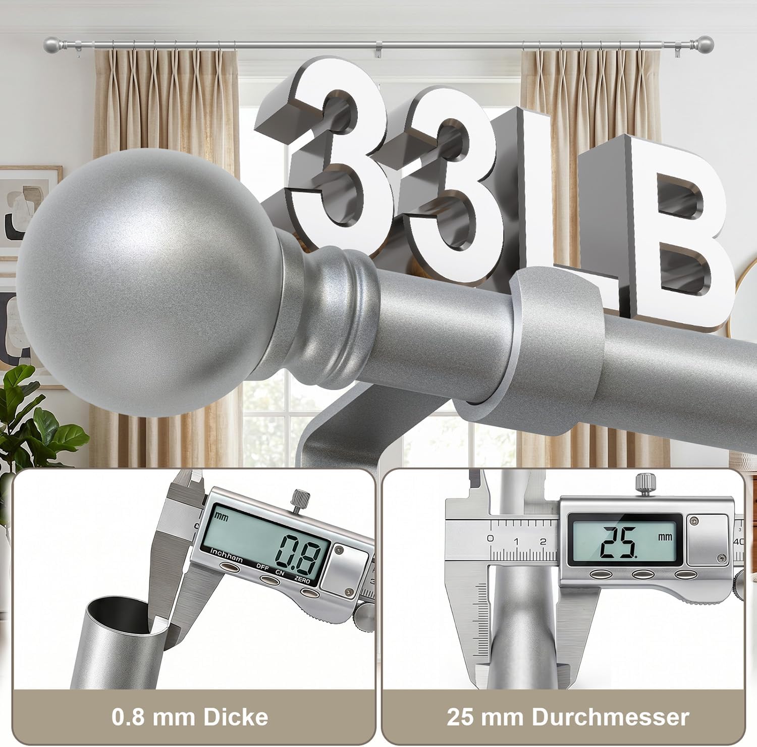 Detalle 1 de Immiehh Curtain Rod, 1-Inch Diameter