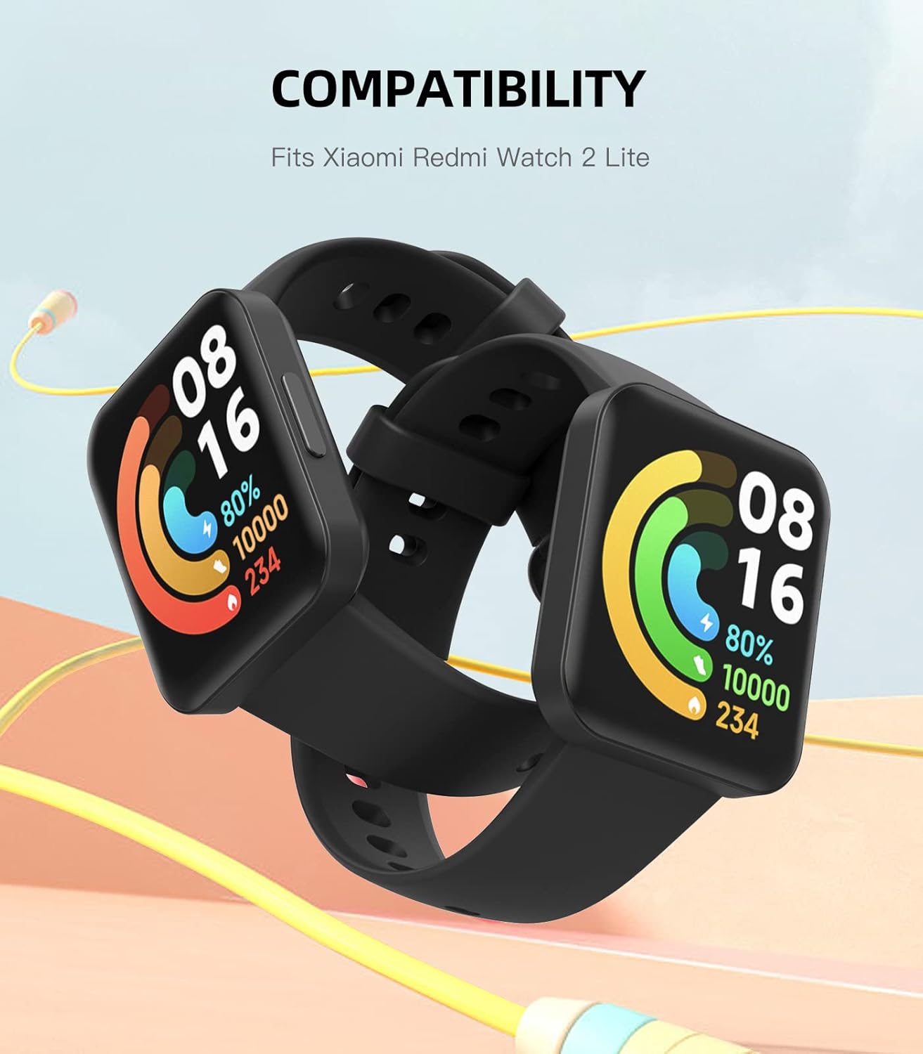 Detalle 2 de MoKo replacement sport strap for Redmi Watch 2 Lite / POCO Watch (black)